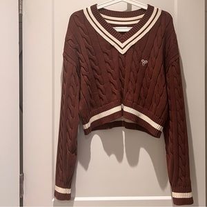 Aritzia TNA Clay Cropped Sweater in Brown, size M